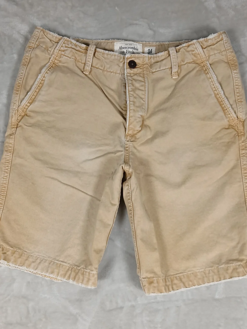 Abercrombie & Fitch Chino Shorts 34 Men's Distressed Button Fly VTG Y2K
